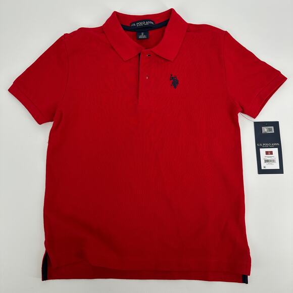 U.S. Polo Assn. Boys Embroidered Logo Red Short Sleeve Polo Shirt New Medium 8 - Picture 3 of 8